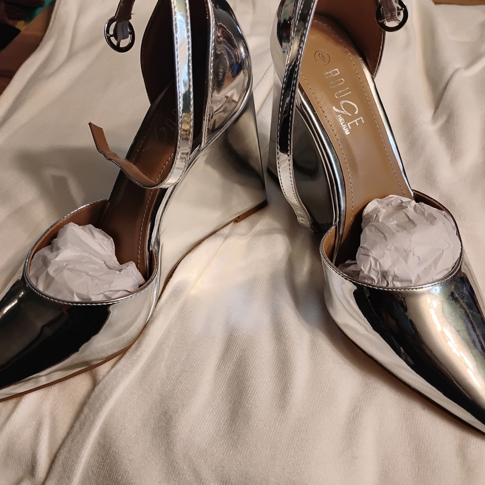 Silver Ankle Strap Heels